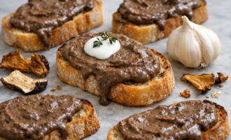 Мусс из сушеных грибов со сметаной и гренками